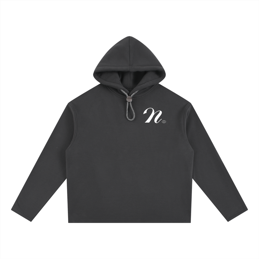 Drawstring script hoodie