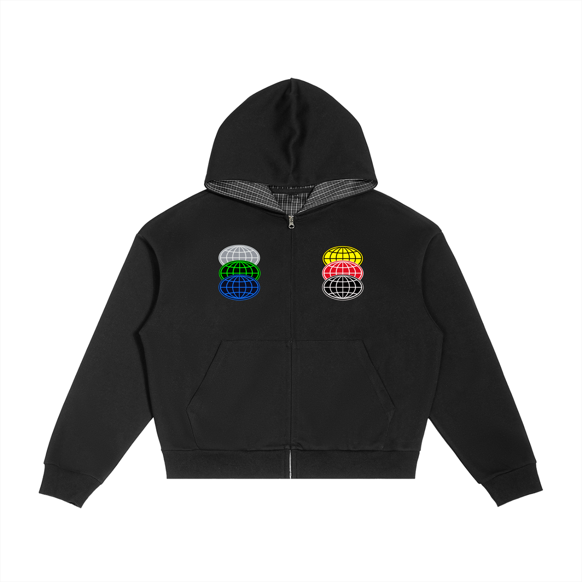 Plaid Boxy Zip Up