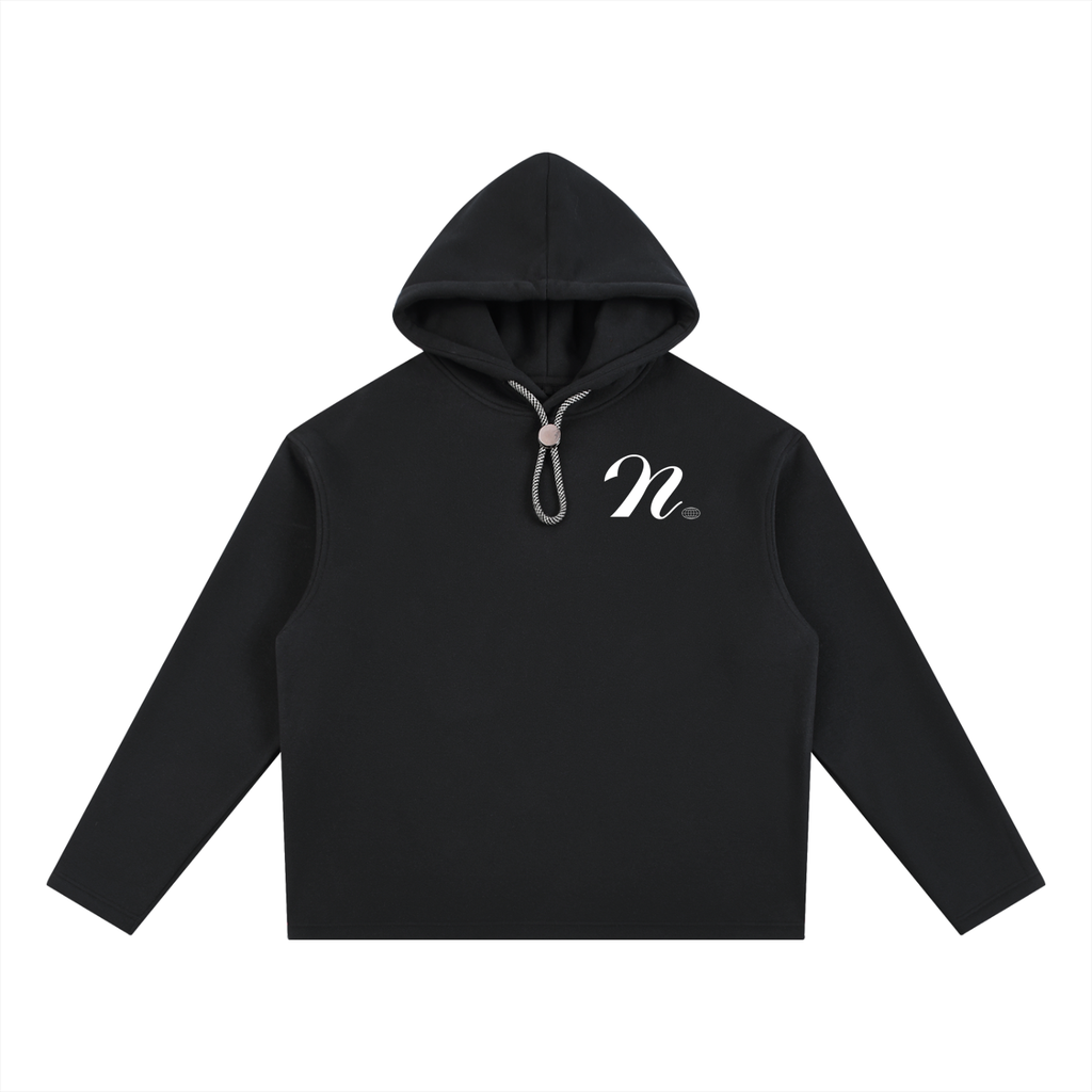 Drawstring script hoodie