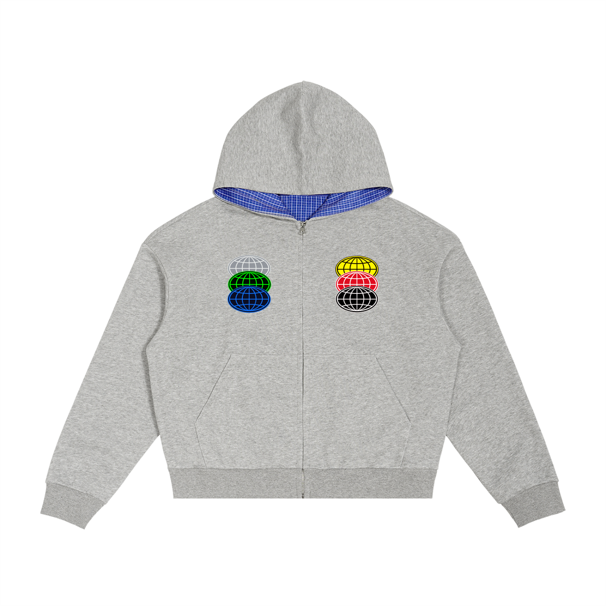 Plaid Boxy Zip Up